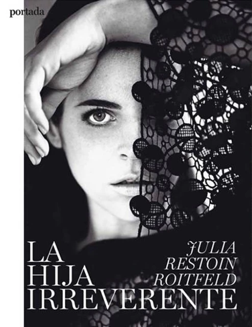 Book cover featuring a portrait of Julia Restoin Roitfeld, with black and white tones, lace veil, and text overlay in a close-up shot.