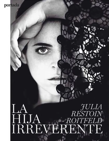 Book cover featuring a portrait of Julia Restoin Roitfeld, with black and white tones, lace veil, and text overlay in a close-up shot.