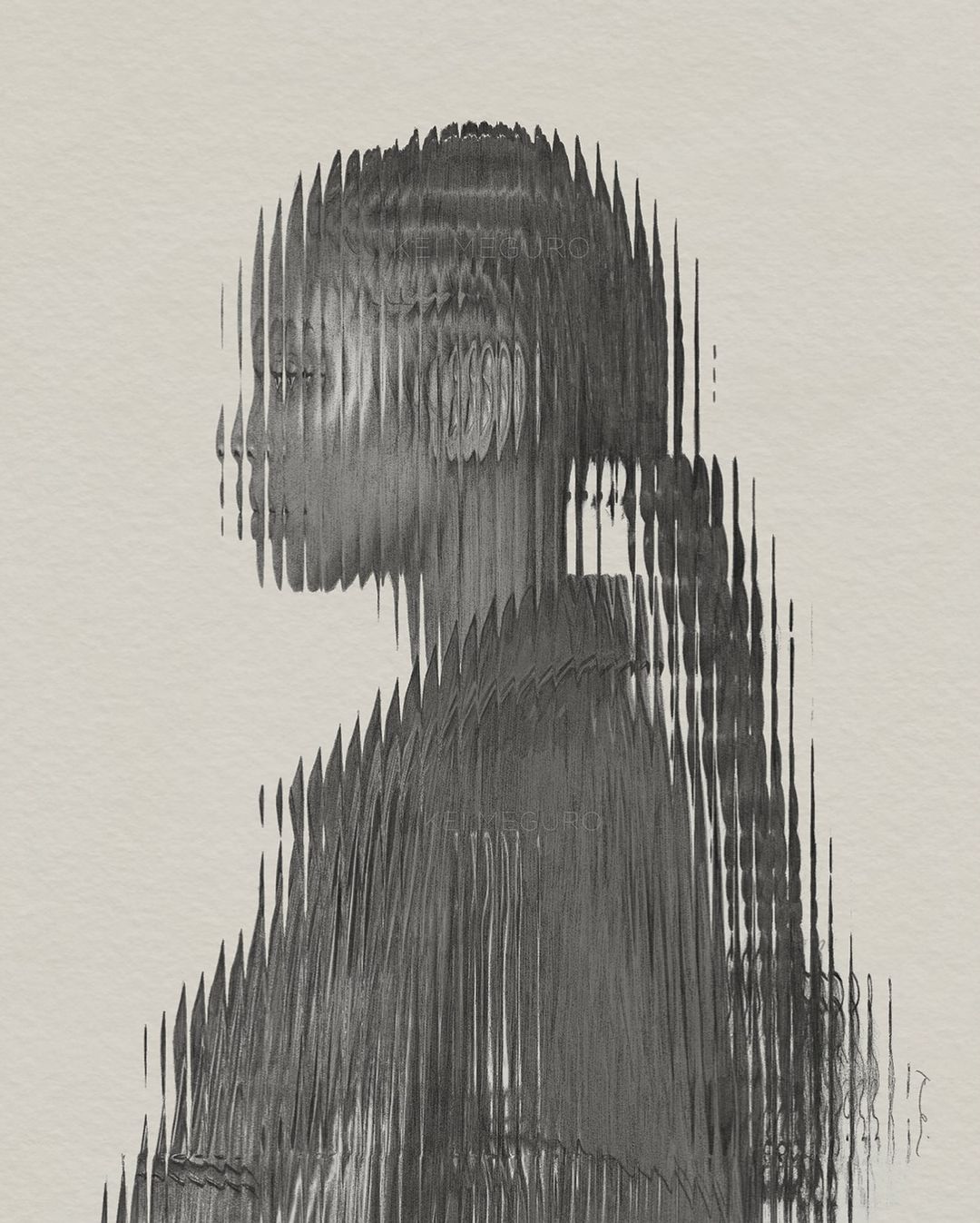 Monochrome portrait of a young Black woman with braids, created with digital art techniques for a textured, modern look.