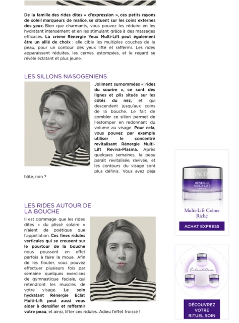 Skincare advertisement featuring two adult females with text promoting anti-aging skin creams for wrinkles and facial skincare.