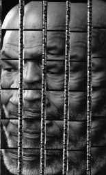Black and white contact sheet multiple exposure portrait of Mike Tyson by Mark Clennon
