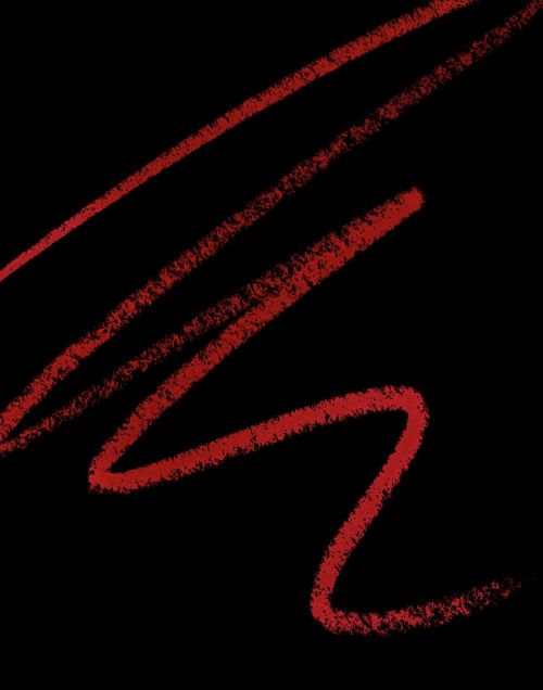 Abstract art featuring red scribbled lines against a black background, creating a textured, dynamic visual effect.