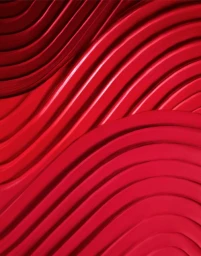 Close-up abstract view of glossy red curved ridges and textured waves creating a rhythmic pattern.