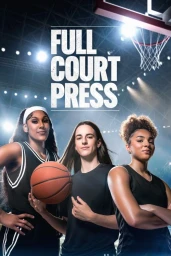 Three female basketball players standing on an indoor court under stadium lights, holding a basketball, styled by Tennille Yamashita