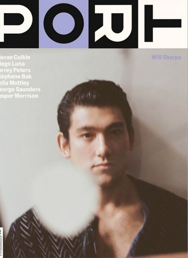 Magazine cover featuring a headshot of Will Sharpe, with the title 'PORT' in bold letters and additional text, against a neutral backdrop.