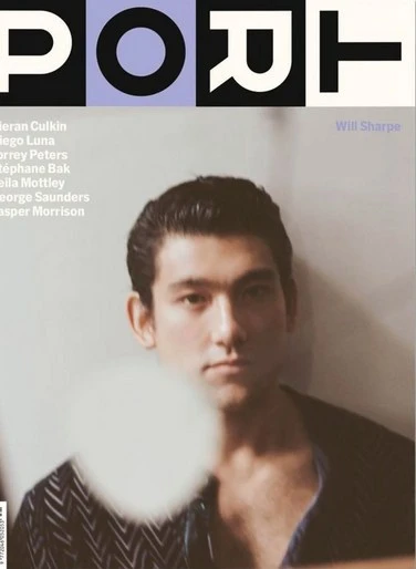 Magazine cover featuring a headshot of Will Sharpe, with the title 'PORT' in bold letters and additional text, against a neutral backdrop.