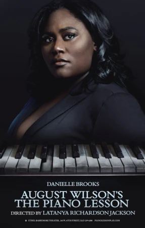 Promotional poster for 'August Wilson's The Piano Lesson' features Danielle Brooks, a Black adult female, against a dark background.