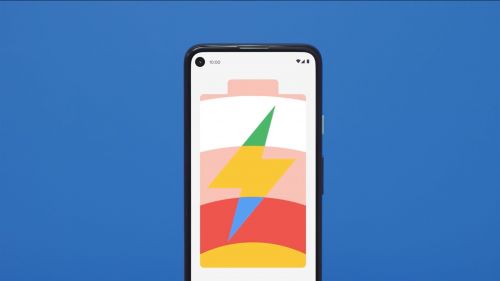 Illustration of smartphone screen showing charging symbol on blue background for mobile technology concept, with time and battery life.