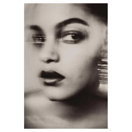 Close-up portrait of a woman with motion blur and scan lines by photographer Chieska Fortune Smith