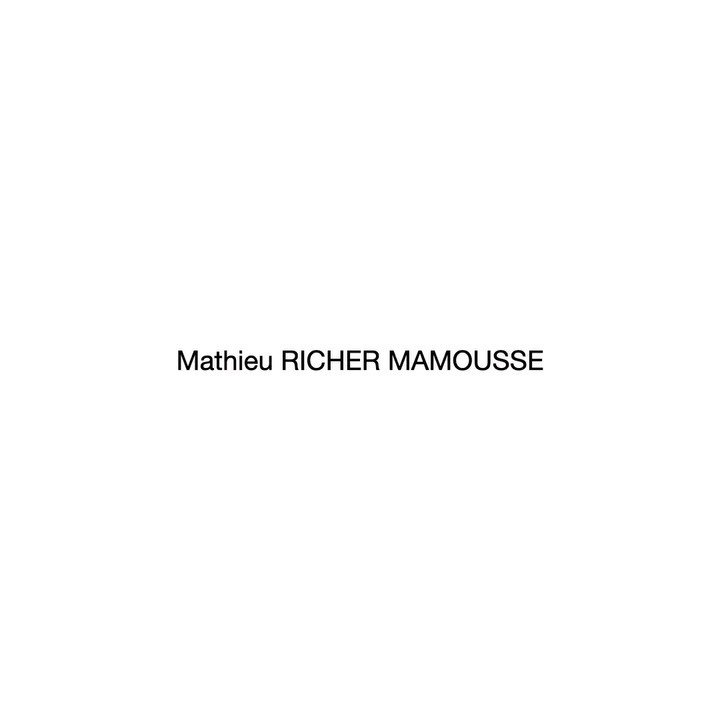 Text art displaying the name Mathieu RICHER MAMOUSSSE in black, set against a bright white background with minimalist style.