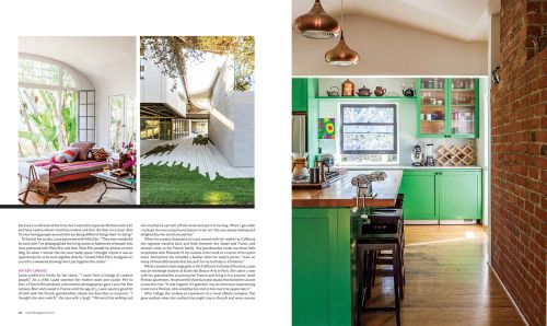 Bright and airy interior shots showcasing a living room with large windows, an outdoor patio with modern architecture, and a green kitchen.