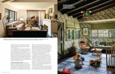 Interior photography by Laure Joliet showing a magazine spread of a living room and a children playroom in Los Angeles.