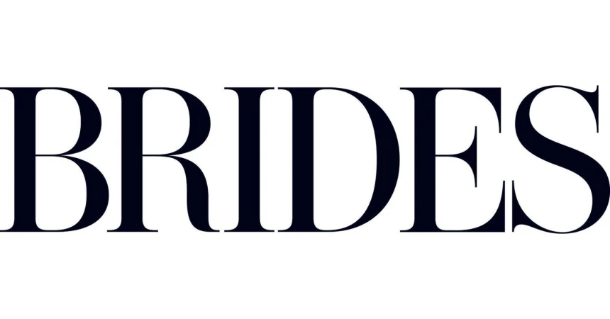 Text graphic featuring the word 'BRIDES' in large, bold, dark font against a stark white background. Clean, modern design.
