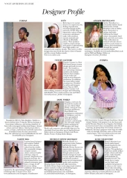 Vogue advertising feature page showcasing multiple fashion brand designer profiles with models and handbags