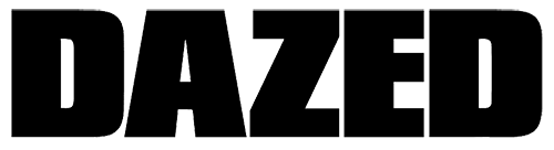 The word 'DAZED' is displayed against a black backdrop, rendered in a sleek, outlined sans-serif typeface with uniform stroke width.