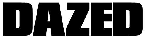 The word 'DAZED' is displayed against a black backdrop, rendered in a sleek, outlined sans-serif typeface with uniform stroke width.