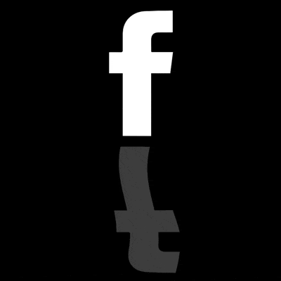 Letter 'f' graphic art with reflected shadow on black backdrop creates a minimalist, high-contrast abstract logo or initial design.