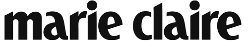 Black typographic logo text reading Marie Claire centered against a solid dark background