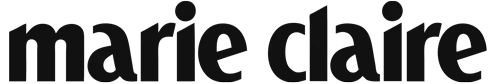 Black typographic logo text reading Marie Claire centered against a solid dark background