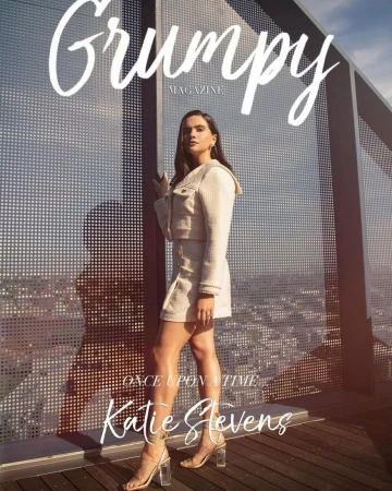 Fashion magazine cover featuring a young adult woman in a tweed skirt suit, accessorized with high-heeled sandals and gold earrings.