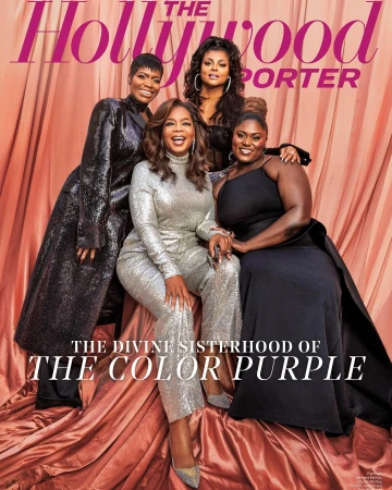 Magazine cover featuring four Black actresses: Oprah Winfrey in silver, Taraji P. Henson, Fantasia Barrino, and Danielle Brooks in black dresses.
