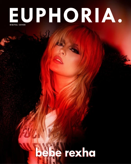 Euphoria digital cover featuring Bebe Rexha with blonde hair, red lighting, and a white top against a dark background.