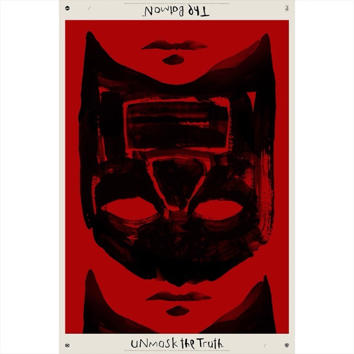 Illustration of a stylized black mask on a red background, resembling a superhero or vigilante persona, with the text 'UNmask the Truth'.