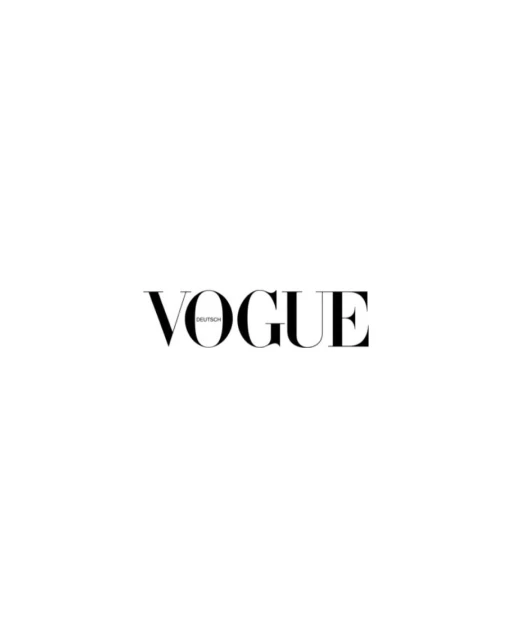 Vogue Deutsch masthead logo in black on a clean white background. Minimalist and high-contrast magazine cover visual.