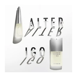 Two perfume bottles with silver caps positioned on a white background alongside typography casting dark drop shadows
