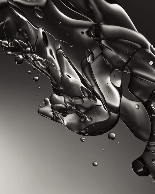 A close-up photograph of liquid, capturing its translucent properties and intricate patterns against a gray gradient backdrop.