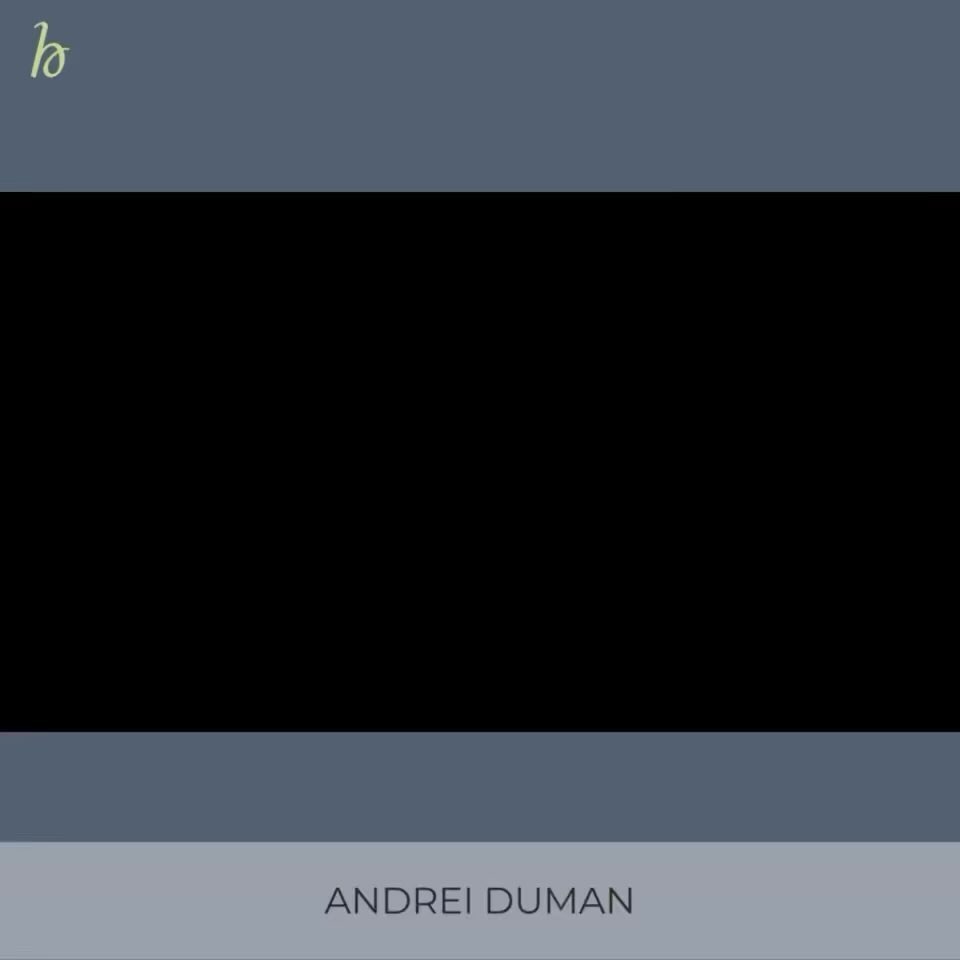 Minimalist background image with a large, dark black area surrounded by gray borders and the name Andrei Duman in the footer.