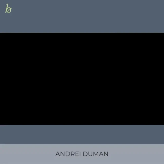 Minimalist background image with a large, dark black area surrounded by gray borders and the name Andrei Duman in the footer.