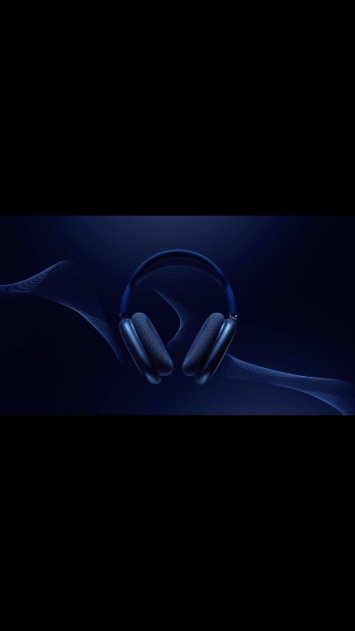 Blue headphones on a dark background with abstract light patterns, product shot. Ideal for music, technology, or audio concepts.
