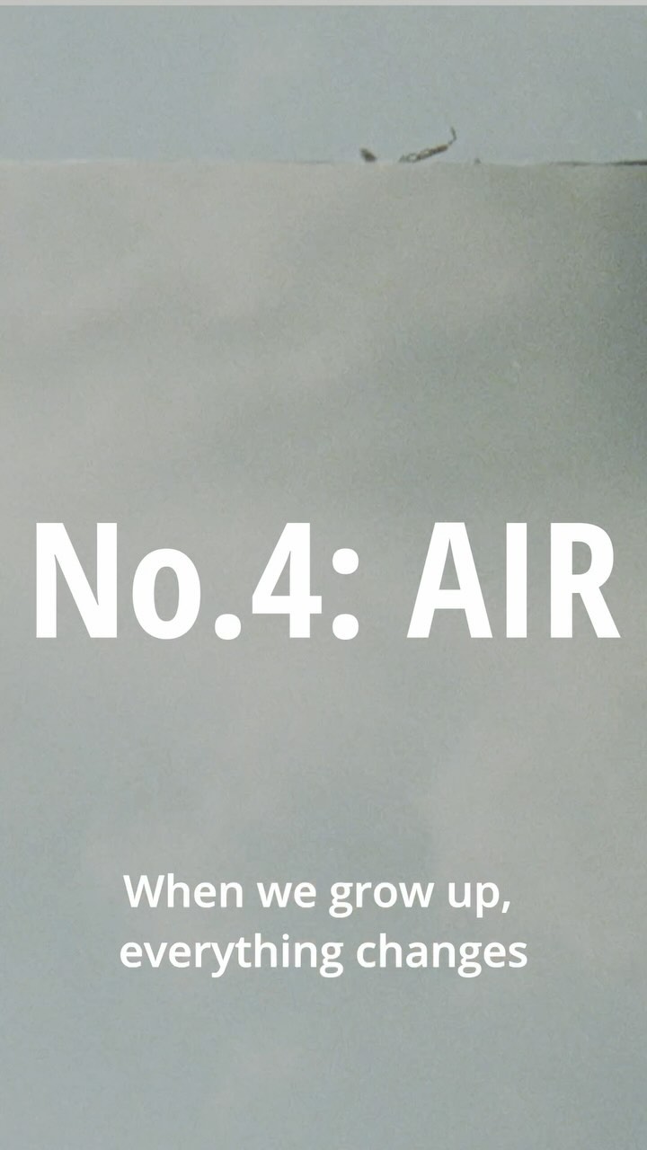 Text graphic with large white font on a grey background, presenting the phrase 'No. 4: AIR' and a tagline about growth and change.