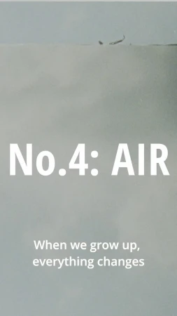 Text graphic with large white font on a grey background, presenting the phrase 'No. 4: AIR' and a tagline about growth and change.