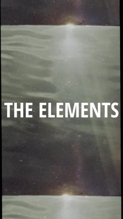 Abstract seascape with the text 'The Elements' in white, showing a sunlit body of water beneath a blurred dark horizon.