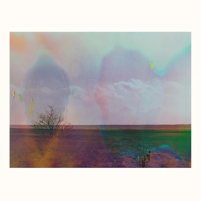 Landscape featuring a bare tree in a field under an atmospheric sky with clouds, rendered with a painterly effect and a muted color palette.
