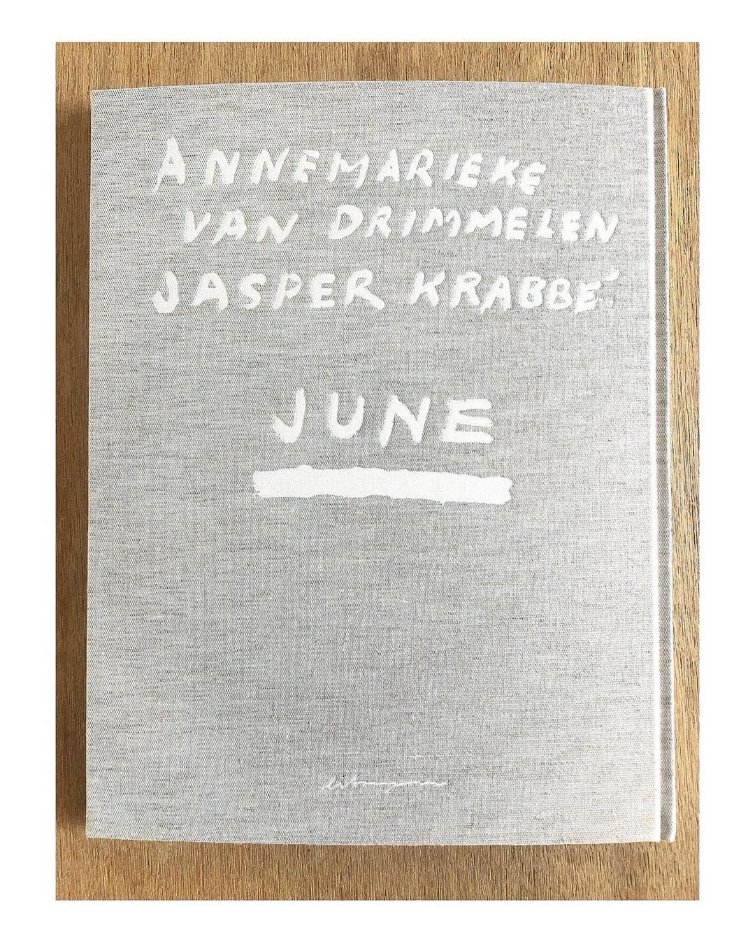 Book cover of 'Annemarieke Van Drimmelen, Jasper Krabbé, June' in white sans-serif text on a textured light gray background.