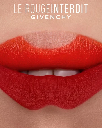 Close-up of bright red lipstick on lips, showcasing a cosmetic product with clean and detailed makeup for beauty advertising.