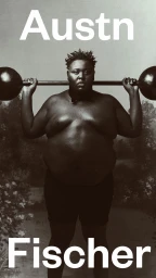 Black man holding a barbell overhead in a monochrome portrait by photographer Austn Fischer in London