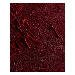 Close-up macro view of thick textured crimson red paint with deep ridges and glossy highlights captured by Baker & Evans.