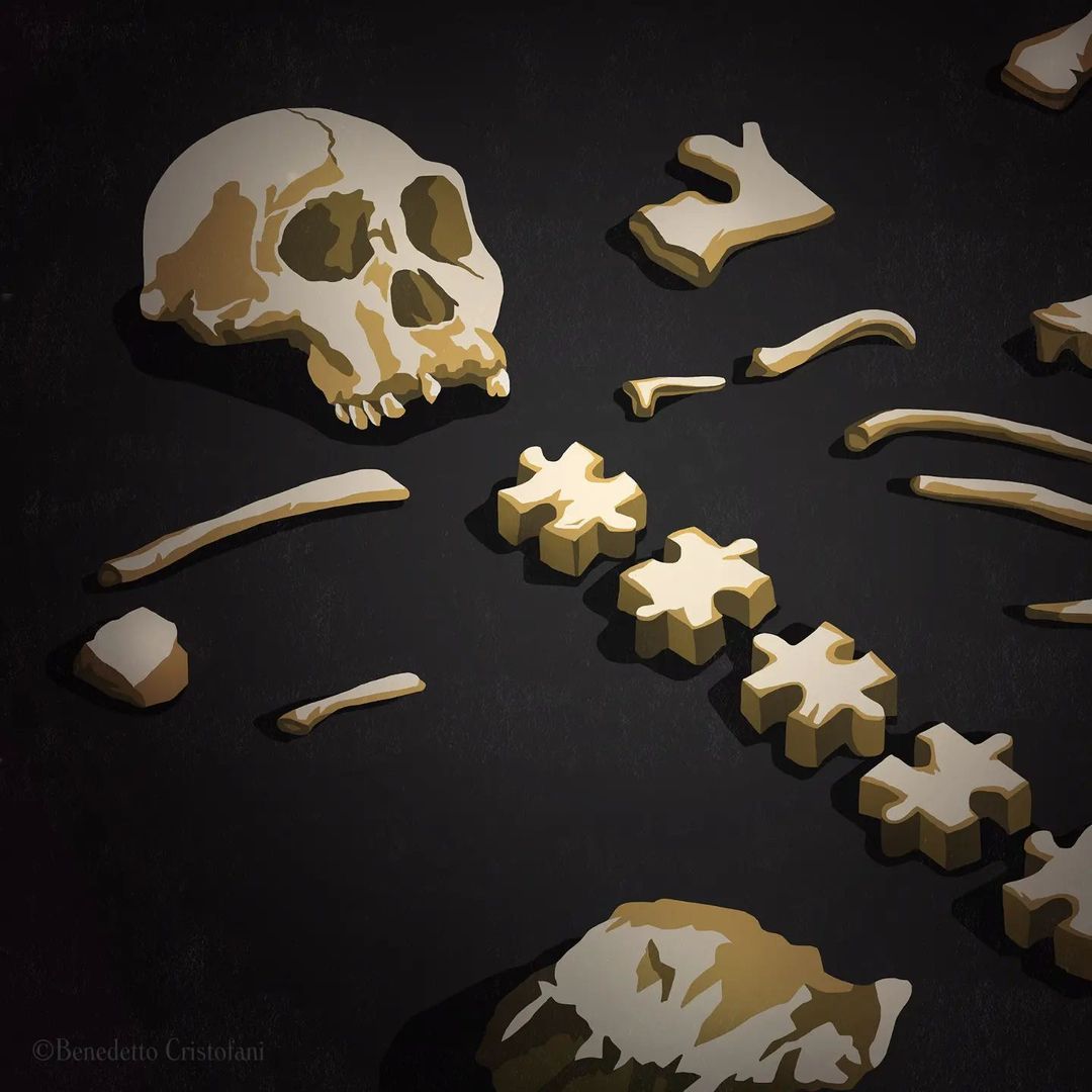 Illustration of a skull next to scattered puzzle pieces on a dark background, creating a visual metaphor for problem-solving.