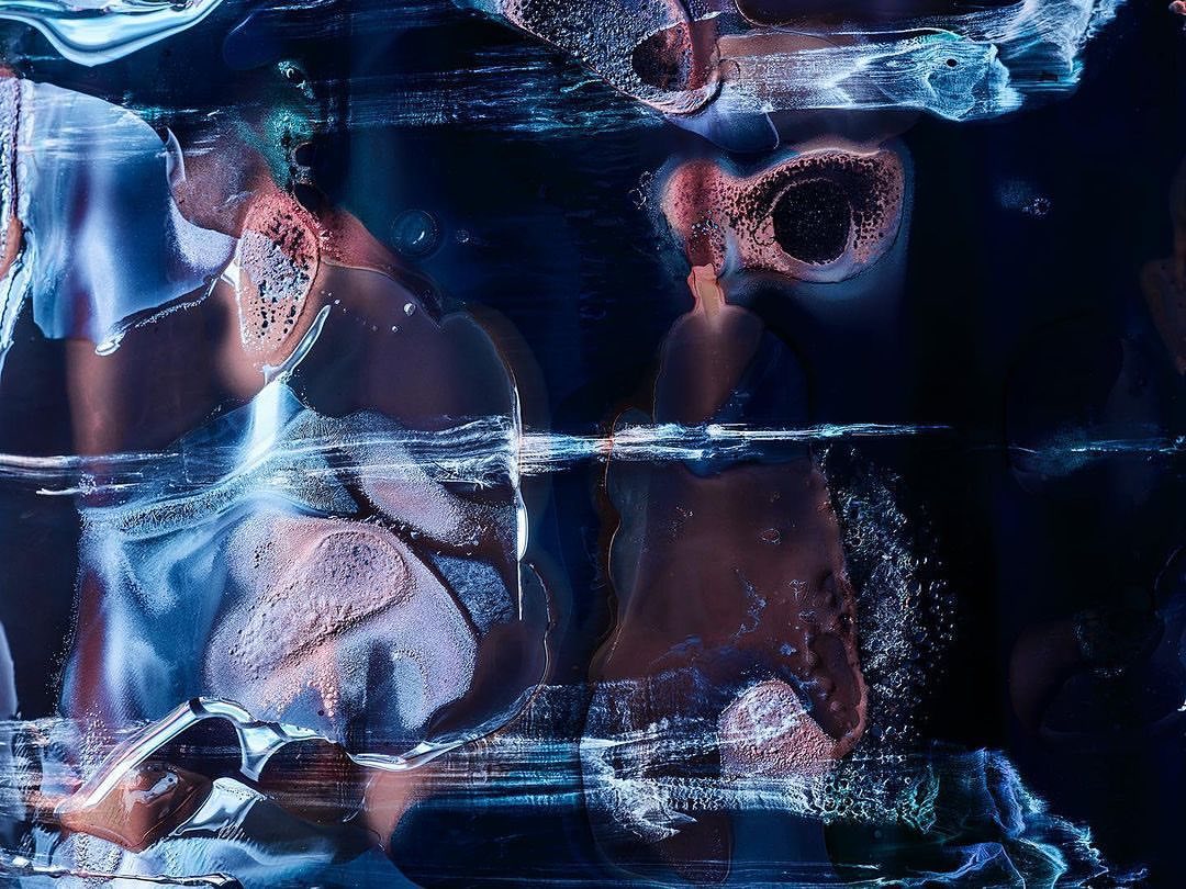 Abstract artistic textures in blue, brown, and white with an organic feel, suitable for backgrounds or design elements.