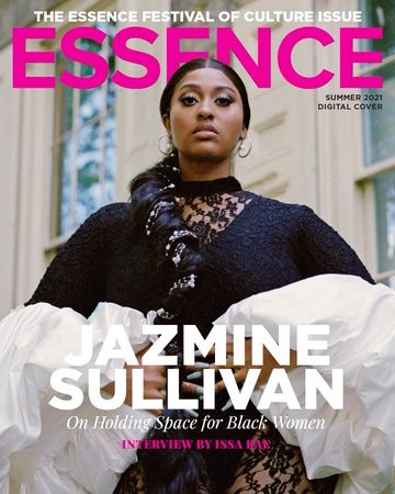 Essence magazine cover featuring Jazmine Sullivan. The cover features a portrait of the artist with the magazine's logo and issue details.