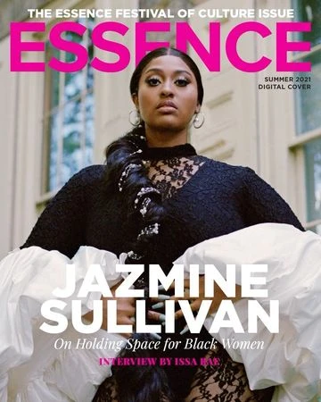 Essence magazine cover featuring Jazmine Sullivan. The cover features a portrait of the artist with the magazine's logo and issue details.