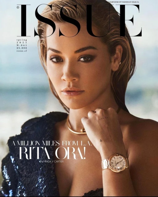 Magazine cover featuring Rita Ora. The cover includes text such as the magazine's title, edition details, and Rita Ora's name.