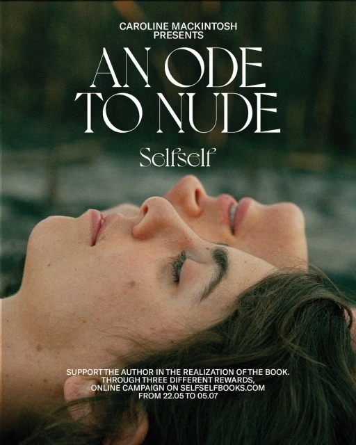 Two adult females lie in a close-up composition, presented in a promotional campaign featuring the text 'An Ode to Nude'.