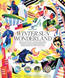 Vibrant vector illustration featuring figures, musical elements, and architectural motifs in a bold colorful style by Catherine Pearson.
