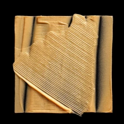Close-up abstract photograph of textured beige paste with parallel ridges against a solid black background by Cedric Porchez.