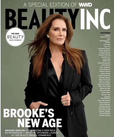 Magazine cover featuring Brooke Shields wearing a black blazer. The cover promotes Beauty Inc and The 2024 Beauty CEO Summit.